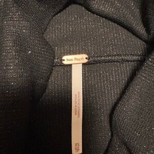 Free People Black Shimmery Shirt